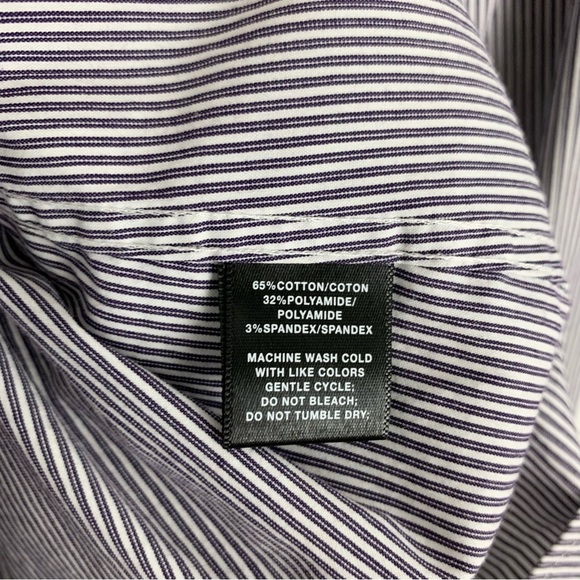 Lafayette 148 Purple Pinstriped Single Pocket Button Down Collared Blouse Small - Picture 9 of 10